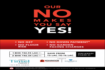 Book 1 & 2 BHK @ 32.94 Lac at Kohinoor Tinsel County in Pune